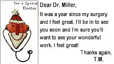 Thank you card from patient of Dr. Andrew Miller